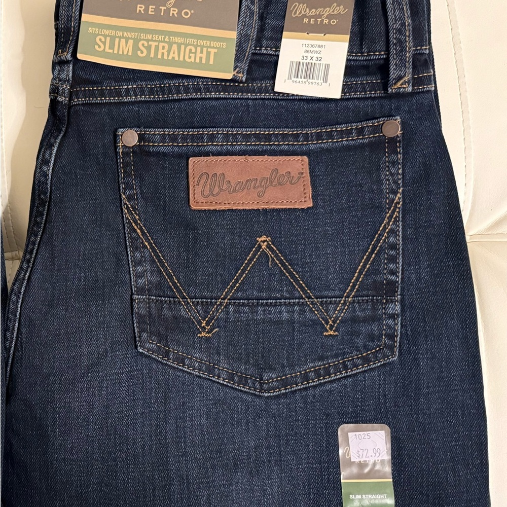 Wrangler Retro Men's Slim Straight Jeans - Dark Blue
